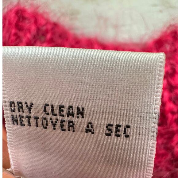 Vintage Talbots Hand Knit Red Mohair Blend Fluffy Grannycore Cardigan Sz P - Picture 9 of 13